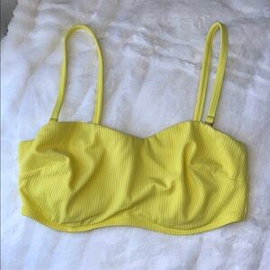 Shade & Shore Yellow Ribbed Bikini Top 34DD